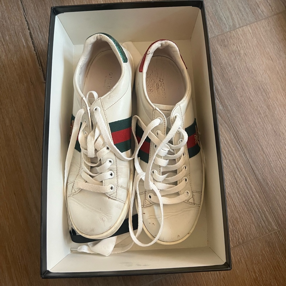 Gucci Sneakers, White with Red and Green Stripes